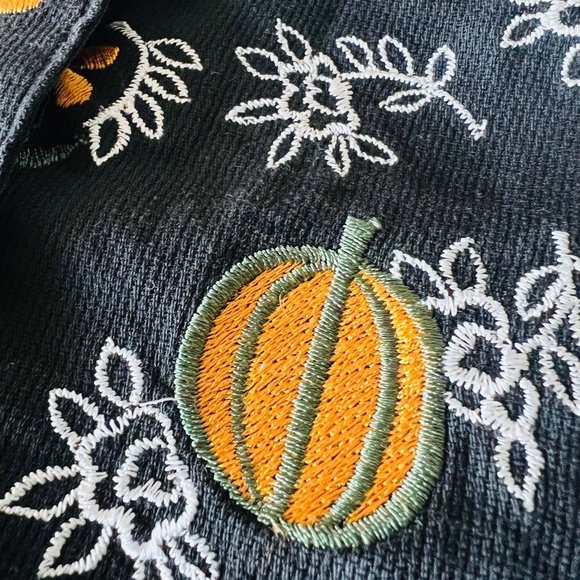 Vintage Vest Paul Harris Design Black Cotton Size S Embroidered Pumpkins Boho - Picture 6 of 7